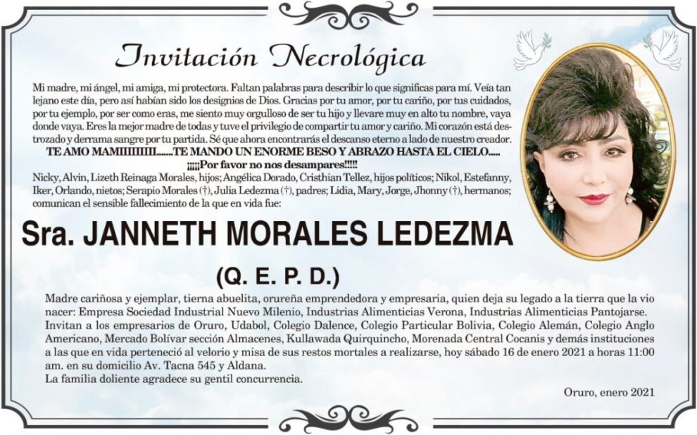 Obituario de Janneth Morales Ledezma