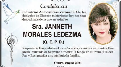 Condolencia por Janneth Morales Ledezma
