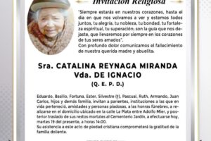 Obituario de Catalina Reynaga Miranda