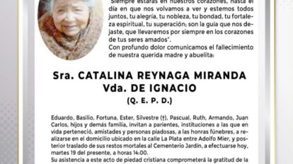 Obituario de Catalina Reynaga Miranda