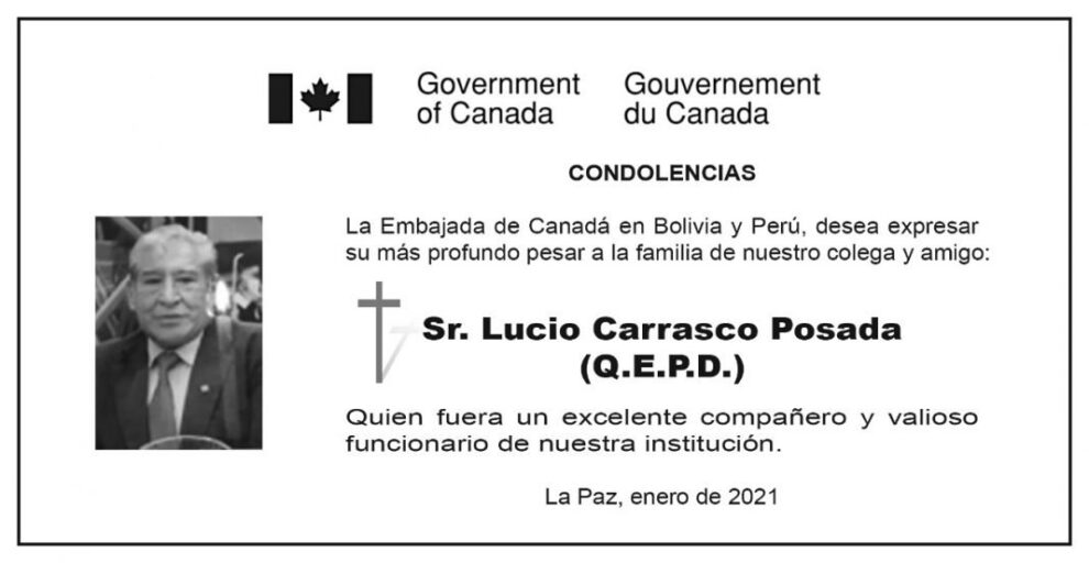 Obituario de Lucio Carrasco Posada
