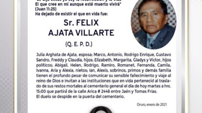 Obituario de Felix Ajata Villarte
