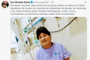 Evo Morales en Clínica Los Olivos