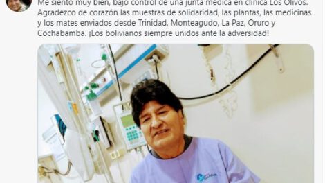Evo Morales en Clínica Los Olivos