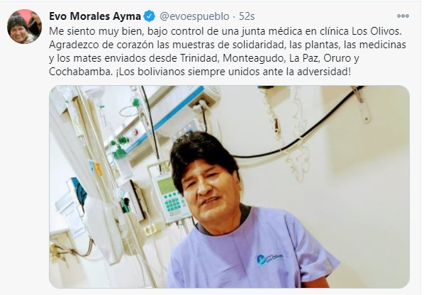 Evo Morales en Clínica Los Olivos