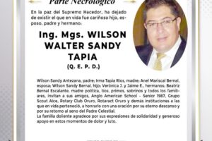Obituario de Wilson Walter Sandy Tapia