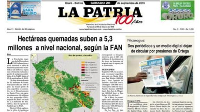 Portadas impresas del 28 de septiembre de 2019