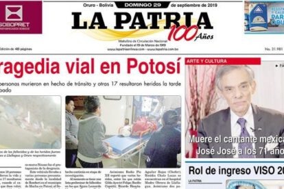 Portadas impresas del 29 de septiembre de 2019