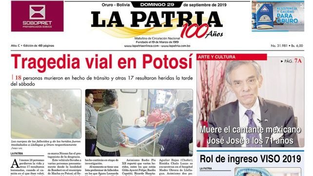 Portadas impresas del 29 de septiembre de 2019