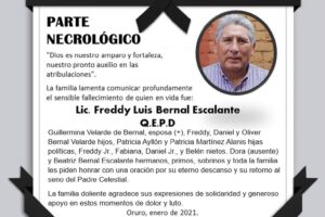 Necrológico de Freddy Luis Bernal Escalante