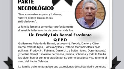 Necrológico de Freddy Luis Bernal Escalante