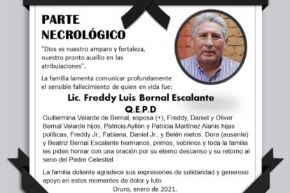 Necrológico de Freddy Luis Bernal Escalante