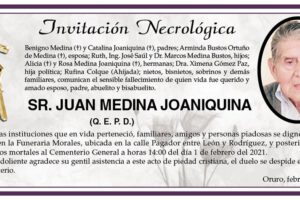 Invitación Necrológica: Juan Medina Joaniquina