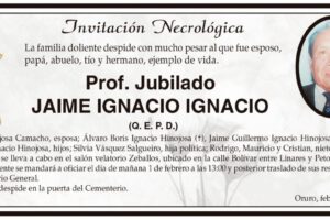 Invitación Necrológica: Jaime Ignacio Ignacio (Q. E. P. D.)