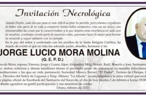 Invitación Necrológica JORGE LUCIO MORA MOLINA