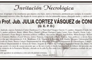 Invitación Necrológica de Julia Cortez Vásquez