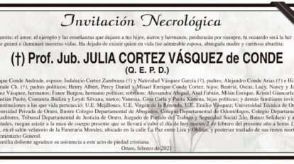 Invitación Necrológica de Julia Cortez Vásquez