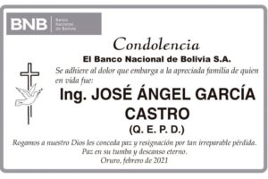 Condolencia por José Ángel García Castro