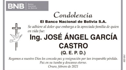 Condolencia por José Ángel García Castro