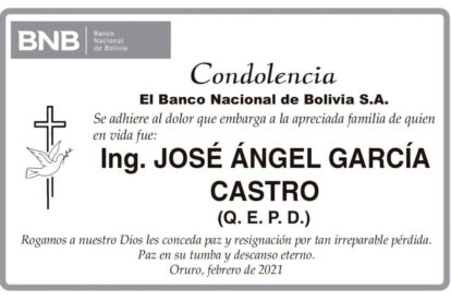 Condolencia por José Ángel García Castro