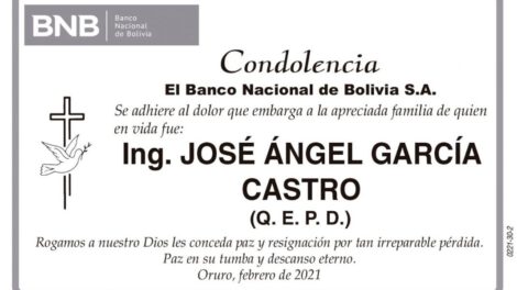 Condolencia por José Ángel García Castro