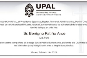 Condolencia por la pérdida de Benigno Patiño Arce