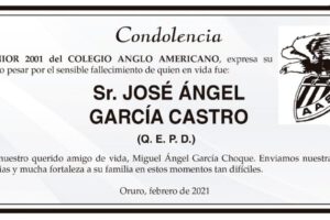 Condolencia por el fallecimiento de José Ángel García Castro