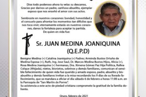 Invitación Religiosa: Juan Medina Joaniquina (Q.E.P.D)