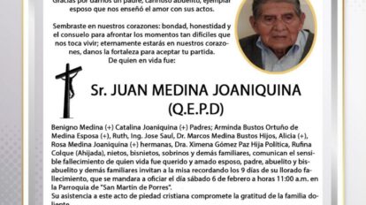 Invitación Religiosa: Juan Medina Joaniquina (Q.E.P.D)