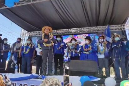 David Choquehuanca en Chinchaya durante la campaña electoral