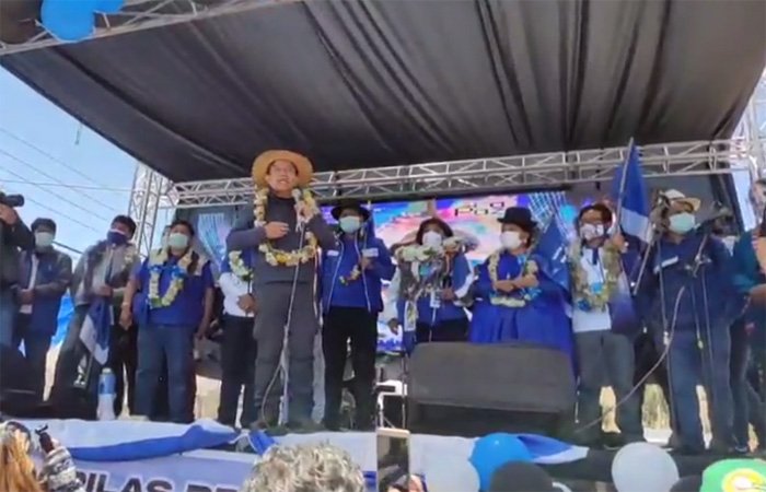 David Choquehuanca en Chinchaya durante la campaña electoral