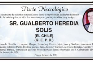 Parte Necrológico de Gualberto Heredia Solis