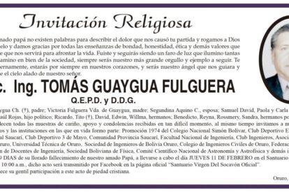M.Sc. Ing. Tomás Guaygua Fulguera Q.E.P.D. obituario