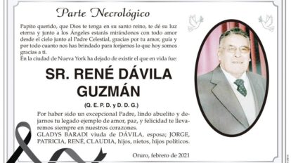 Obituario de René Dávila Guzmán