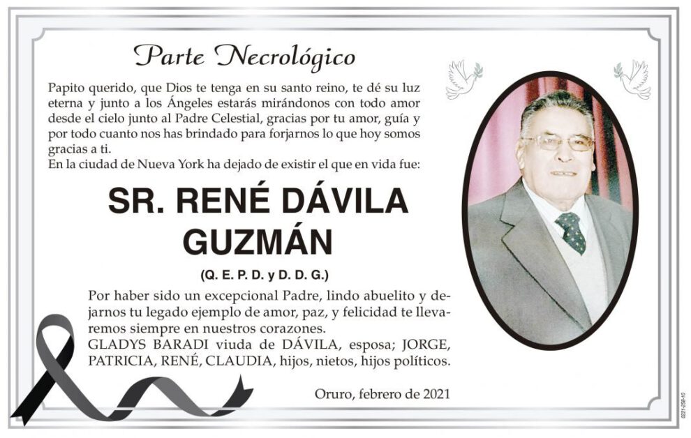 Obituario de René Dávila Guzmán