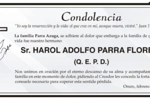 Condolencia por Harol Adolfo Parra Flores