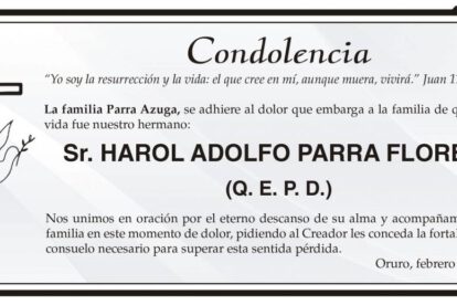 Condolencia por Harol Adolfo Parra Flores