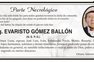 Necrológico de Ing. Evaristo Gómez Ballón