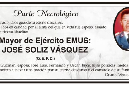 Necrológico de José Soliz Vásquez