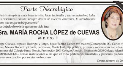 Necrológico de María Rocha López de Cuevas