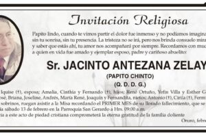 Invitación Religiosa para Jacinto Antezana Zelaya
