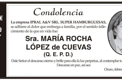Condolencia por el fallecimiento de María Rocha López de Cuevas