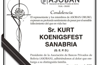 Condolencia por el fallecimiento de Kurt Koenigsfest Sanabria