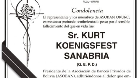 Condolencia por el fallecimiento de Kurt Koenigsfest Sanabria