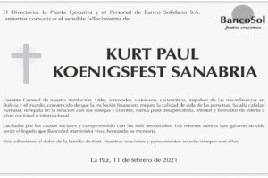 Condolencia por el fallecimiento de Kurt Koenigsfest Sanabria