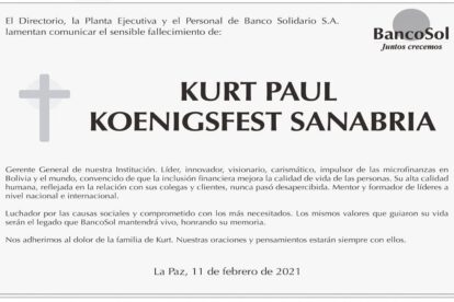 Condolencia por el fallecimiento de Kurt Koenigsfest Sanabria