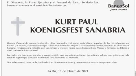 Condolencia por el fallecimiento de Kurt Koenigsfest Sanabria