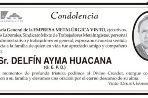 Condolencia por el fallecimiento de Delfín Ayma Huacana