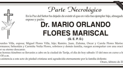 Necrológico del Dr. Mario Orlando Flores Mariscal