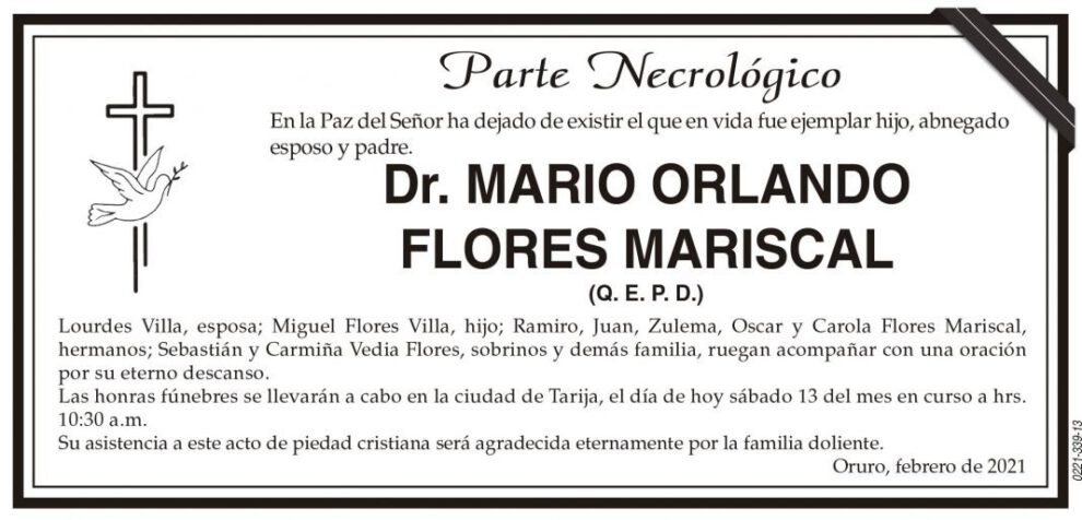 Necrológico del Dr. Mario Orlando Flores Mariscal